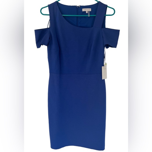 NWT 1.State Women’s Cold Shoulder Sheath Dress sz4 Asymmetrical Stretch Party - Picture 10 of 11